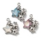 Rack Plating Alloy Rhinestone Pendants, with Resin, Lead Free & Cadmium Free & Nickel Free, Star Charms, Platinum, 19x16x6mm, Hole: 1.4mm