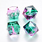 Two Tone Transparent Spray Painted Acrylic Beads, Polygon, Medium Sea Green, 7.5x8x8mm, Hole: 1.8mm, about 1690pcs/500g