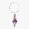 Wine Glass Charms, with Alloy and Glass Findings, Brass Hoops, Silver Color Plated & Antique Silver, Purple, 58mm