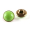 Brass Resin Button, Flat Round, Lawn Green, 10x8mm, Hole: 3x2.5mm