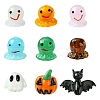 9Pcs 9 Styles Halloween Themed Handmade Lampwork Beads LAMP-CJ0002-62-1