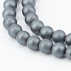 4 Strands Frosted Non-magnetic Synthetic Hematite Round Beads Strands G-OC0001-98-3