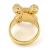 Brass Micro Pave Clear Cubic Zirconia Letter Open Cuff Ring for Women RJEW-M173-01G-X-3
