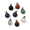 Natural Mixed Stone Round Pendants with Alloy Witch Hat G-D311-01AB-1