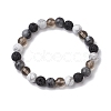 8.5mm Round Natural Larvikite & Howlite & Synthetic Smoky Quartz & Natural Lava Rock  Bead Stretch Bracelets for Women BJEW-JB10944-03-1