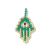 Glass Seed Beaded Hamsa Hand with Eye Pendants PALLOY-MZ01054-3