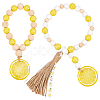 2Pcs 2 Style Lemon Wooden Beaded Garland with Rustic Jute Tassel HJEW-GF0001-26-1