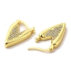 Clear Cubic Zirconia Heart Hoop Earrings EJEW-A095-01G-3