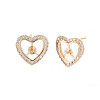 Brass Micro Pave Clear Cubic Zirconia Stud Earring Findings KK-S364-282-2
