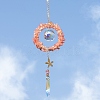 Watermelon Stone Glass Web with Feather Wall Hanging Decoration PW-WG28944-01-2