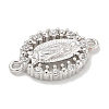 Rack Plating Brass Clear Cubic Zirconia Religion Oval Virgin Mary Connector Charms KK-L224-097P-2