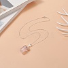 Natural Rose Quartz Geometric Pendant Necklace NJEW-JN04239-04-5