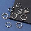 9Pcs 3 Style Snke & Star & Rectangle & Hollow Zinc Alloy Finger Rings Set RJEW-FS0001-08-5