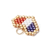 Handmade Glass Seed Beaded Heart Charms PALLOY-MZ00620-01-4