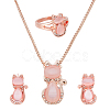 ANATTASOUL Cat Glass & Plastic Pendant Necklaces & Stud Earrings & Finger Rings SJEW-AN0001-52-1