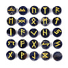 Brass Elder Futhark Alphabet Engraved Symbol Flat Round Natural Sodalite Rune Stones G-I373-01J-1