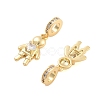 Brass Pave Clear Cubic Zirconia European Dangle Charms KK-U009-08A-G-2