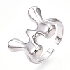 Brass Letter Open Cuff Rings for Women RJEW-G313-01W-P-3