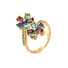 Brass Micro Pave Cubic Zirconia Cuff Rings RJEW-D308-03G-A-4