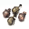 Carved Pot Rack Plating Brass Prayer Box Pendants KK-L101-17-NF-1