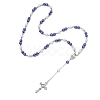 Acrylic & CCB Plastic Beaded Rosary Necklaces with Alloy Cross Pendant NJEW-JN05856-02-4