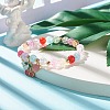 Candy Color Round Beaded Stretch Bracelet with Heart Cherry Charm for Women BJEW-JB07636-01-2