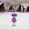 Alloy & Wood Robot Pendant Necklaces FS-WGB43E5-02-1