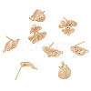 8Pcs 4 Styles Brass with Clear Cubic Zirconia Stud Earring Findings KK-TA0002-61-2