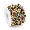 Handmade Brass Glass Flat Round Link Chains CHC-D031-07G-4