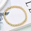 Brass Round Beaded Stretch Bracelets for Men Women BJEW-B148-05C-G-1