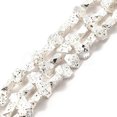 Electroplated Natural Lava Rock Beads Strands G-G984-13S-1