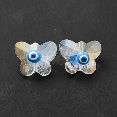 Evil Eye Glass Butterfly Beads G-P485-01A-1