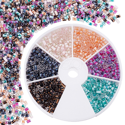 24G 6 Colors Inside Colours Glass Cylinder Seed Beads GLAA-PH0003-69-1