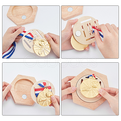 Wooden Self Adhesive Honeycomb Combination Medal Display Stand ODIS-WH0011-11-1