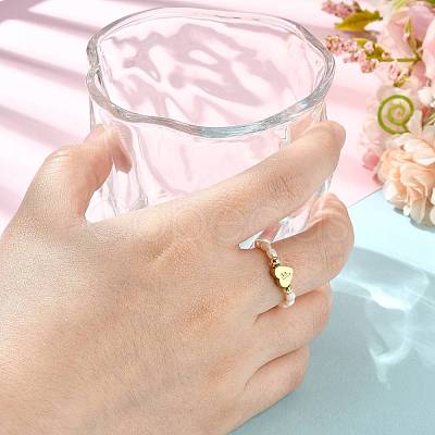 Natural Freshwater Pearl & 304 Stainless Steel Bead Finger Rings RJEW-FS00001-06-1