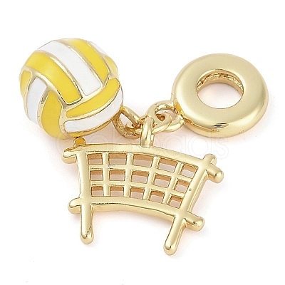 Rack Plating Brass Enamel Sports European Dangle Charms KK-P287-35E-G-1
