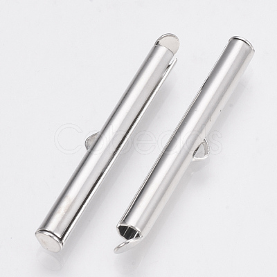 Brass Slide On End Clasp Tubes X-KK-Q747-11H-P-1
