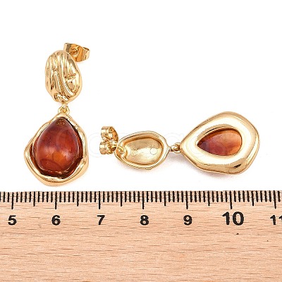 304 Stainless Steel & Resin Dangle Stud Earrings EJEW-L317-07G-01-1