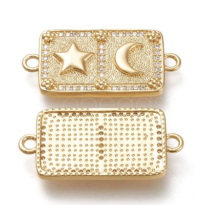 Brass Micro Pave Cubic Zirconia Links Connectors ZIRC-F116-19-G-1