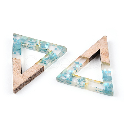 Transparent Resin & White Wood Pendants RESI-N039-50-1