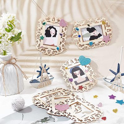 Undyed Wooden Photo Frame DIY-FG0002-86-1