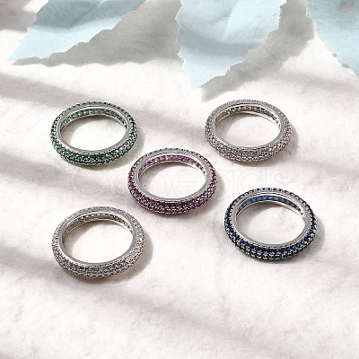 Brass Micro Pave Cubic Zirconia Finger Rings RJEW-P166-10P-1