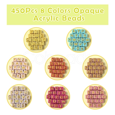 450Pcs 8 Colors Opaque Acrylic Beads OACR-FS0004-03-1