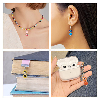 40Pcs 10 Styles Resin Evil Eye & Cat Eye Pendants FIND-TA0004-25-1