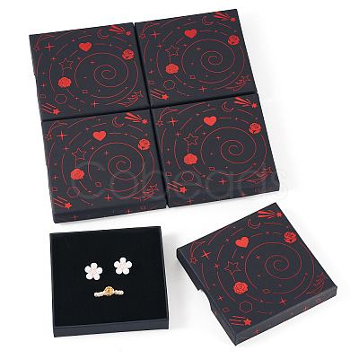 5Pcs Hot Stamping Planet Cardboard Jewelry Packaging Boxes CON-TA0001-44E-1