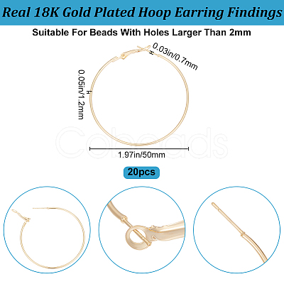 20Pcs Brass Hoop Earring Findings FIND-BBC0003-25-1