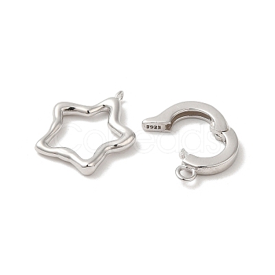 Rhodium Plated 925 Sterling Silver Fold Over Clasps STER-G038-10P-1