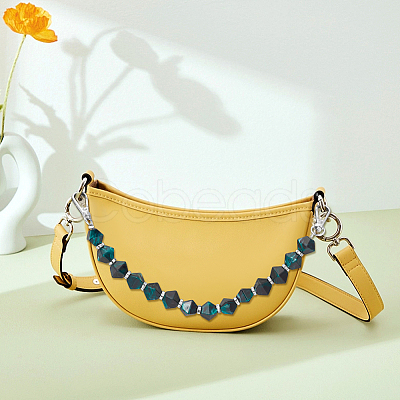 2Pcs 2 Colors Resin Faceted Beaded Bag Handles FIND-WR0008-13-1