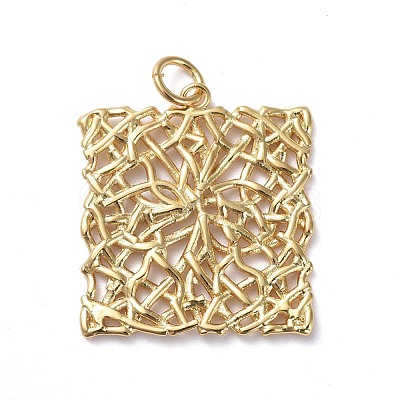 Brass Filigree Pendants ZIRC-G160-40G-1