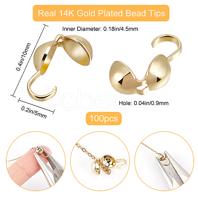 100Pcs Brass Bead Tips KK-BBC0009-06-1